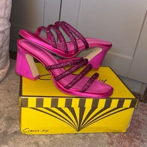 Circus by Sam Edelman Fuchsia Rhinestone Strappy Heels Sandals